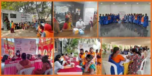 Women participating in preventive health screening camp in Hyderabad with mammography, pap smear testing, and medical consultation by healthcare professionals in 2026